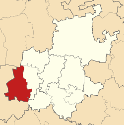 Map of Gauteng with Merafong City highlighted (2016)